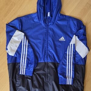 Adidas Men's Blue and Black Jacket Windbreaker Size 2XL